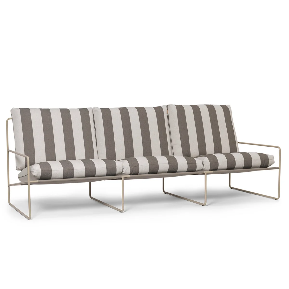 Ferm Living - Desert Stripe Outdoor Canapé 3 places, cashmere / chocolat Ferm Living - Desert Stripe Outdoor Canapé 3 places, cashmere / chocolat