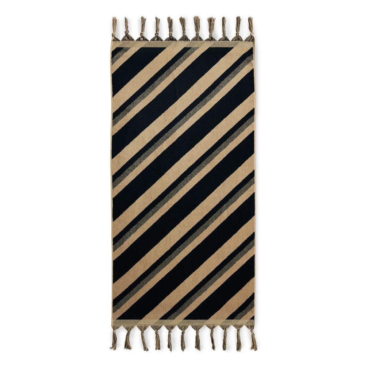 HKliving - 1965 Serviette de bain, 70 x 140 cm, beige / noir