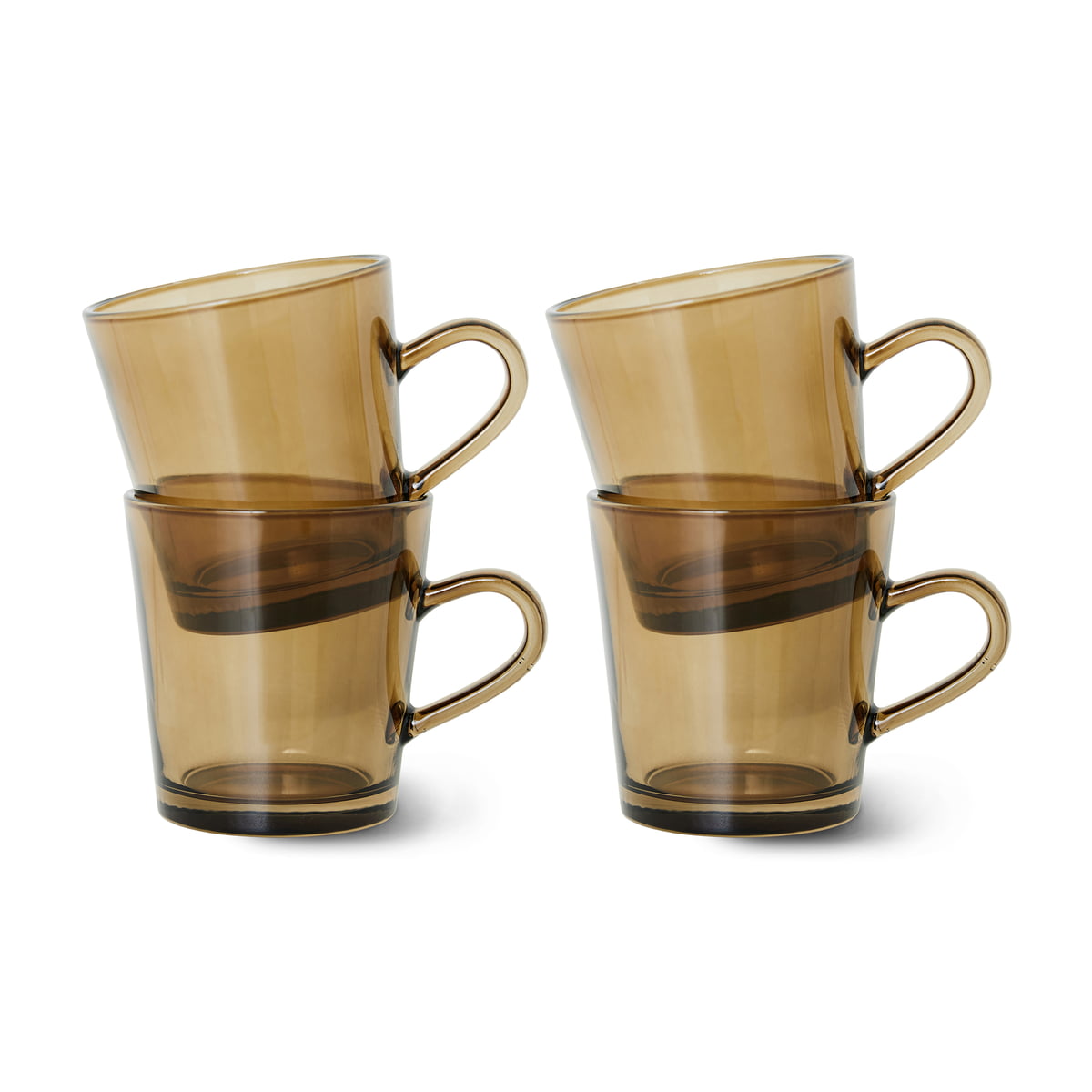 hkliving - 70's tasses à café, mud brown (set de 4)