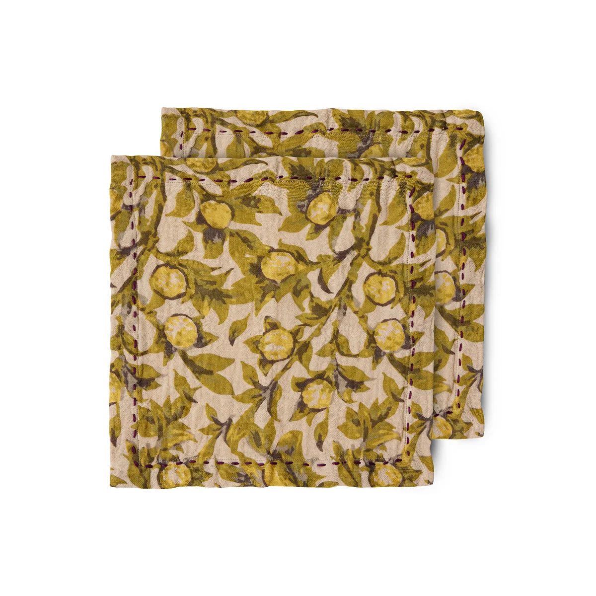 HKliving - Serviettes de table en coton, 30 x 30 cm, olive méditerranéenne (lot de 2)