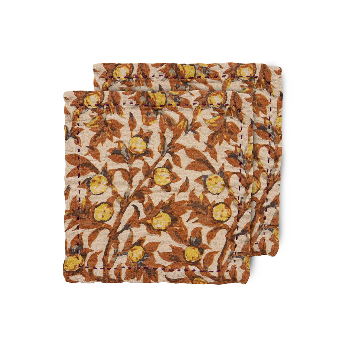 hkliving - serviettes de table en coton, 30 x 30 cm, mediterranean tangerine (lot de 2)