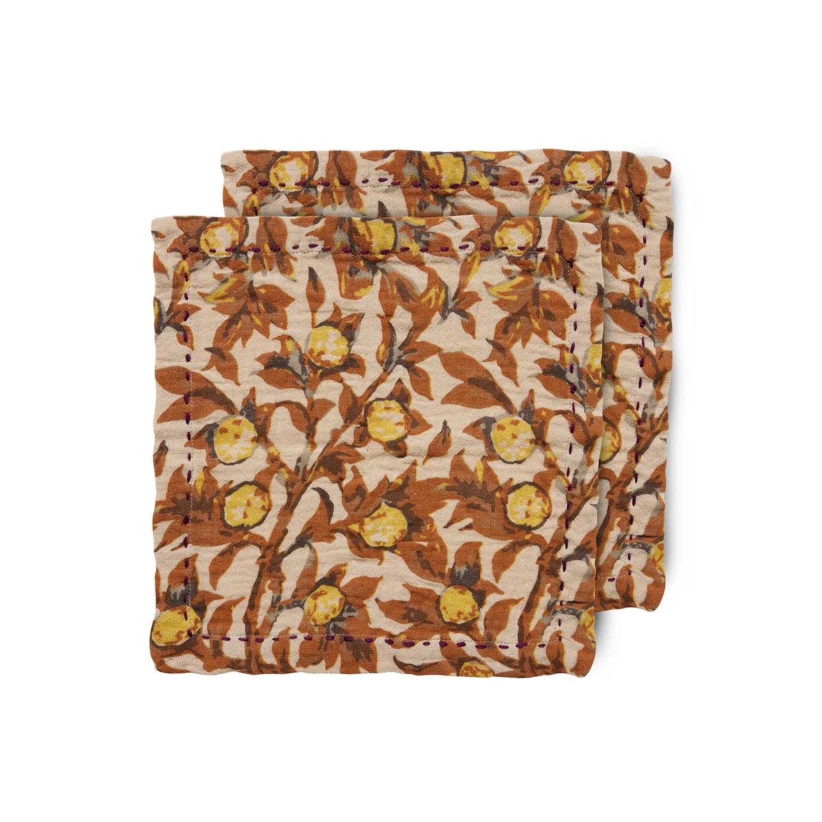 HKliving - Serviettes de table en coton, 30 x 30 cm, mediterranean tangerine (lot de 2)