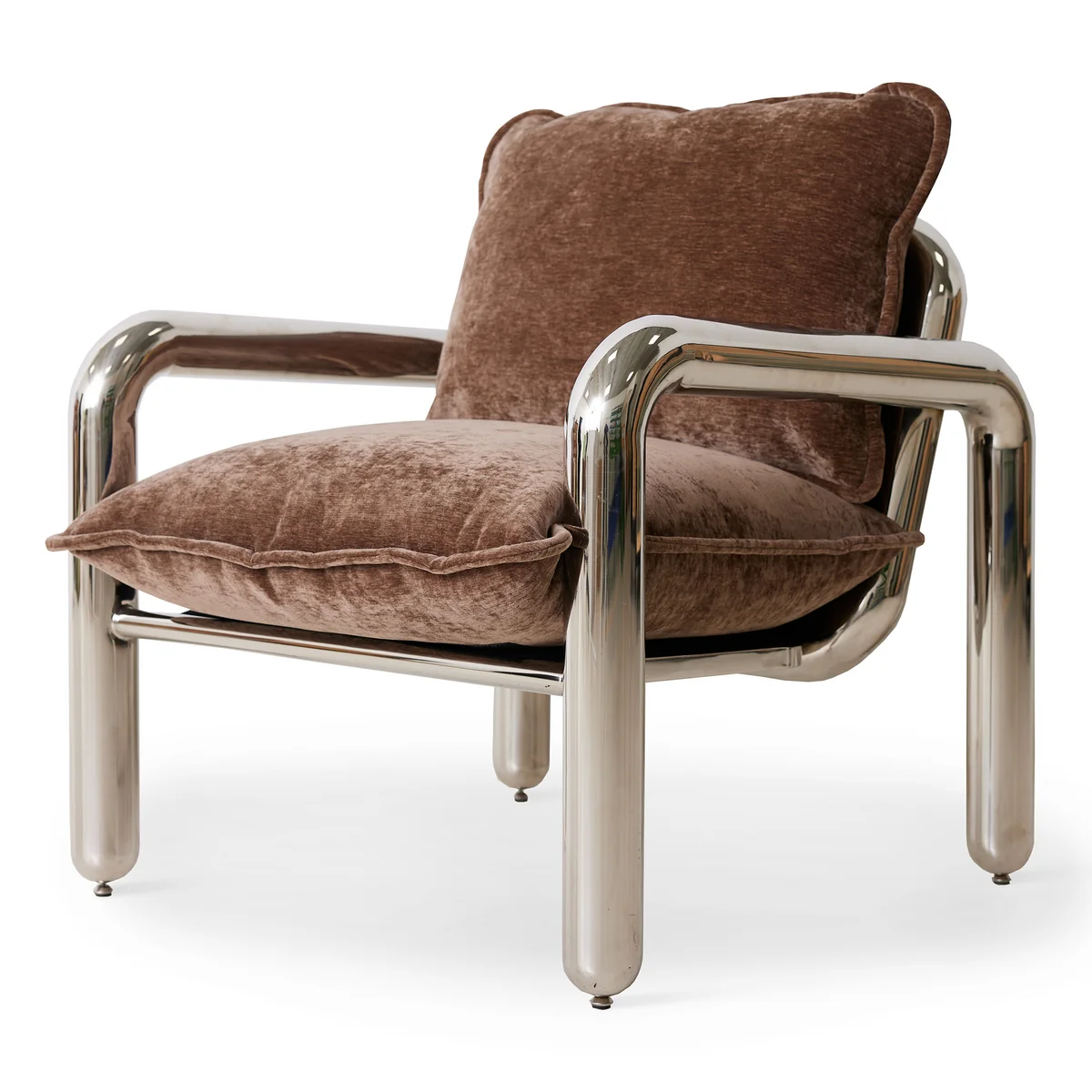 HKliving - Fauteuil de détente « Chrom », marron velours HKliving - Fauteuil de détente « Chrom », marron velours
