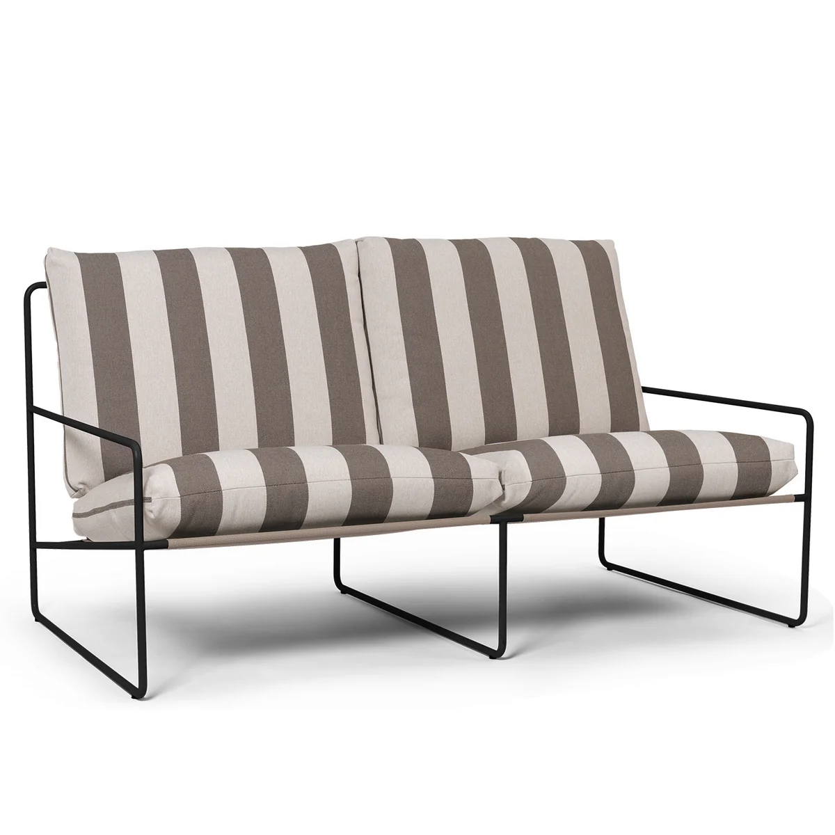 Ferm Living - Desert Stripe Outdoor Canapé 2 places - Noir / chocolat Ferm Living - Desert Stripe Outdoor Canapé 2 places - Noir / chocolat