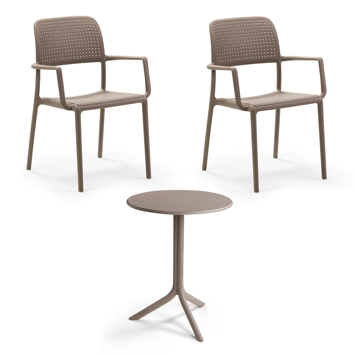 Nardi - Bora chaise avec accoudoirs (2x) + Step table, tortora Nardi - Bora chaise avec accoudoirs (2x) + Step table, tortora