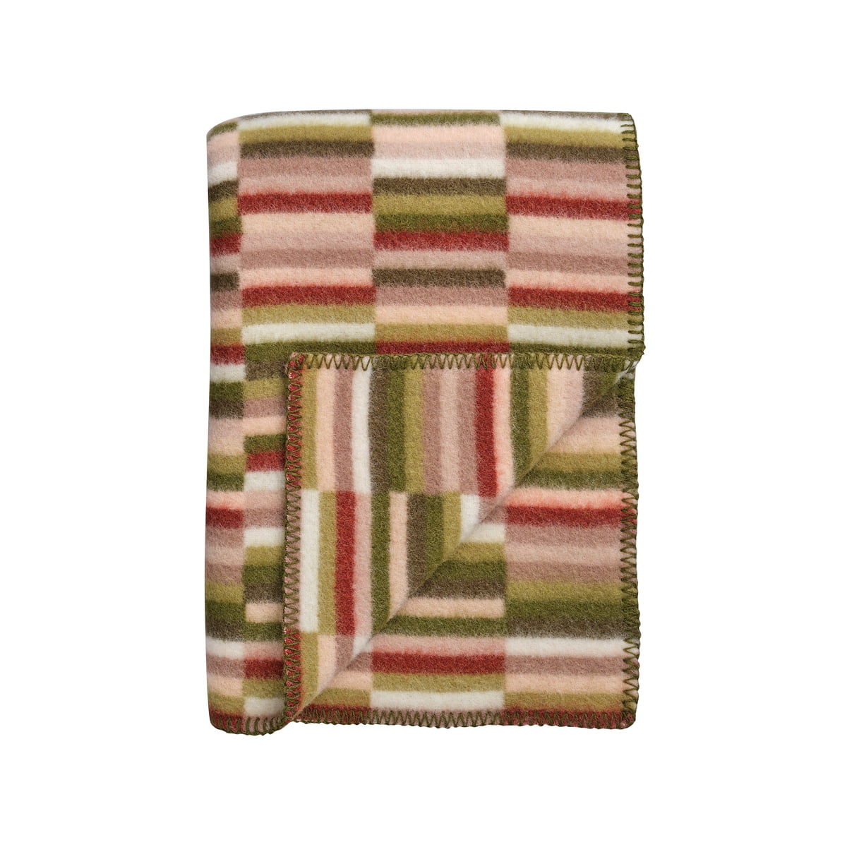 røros tweed - ida couverture en laine 200 x 135 cm, olive bourgogne