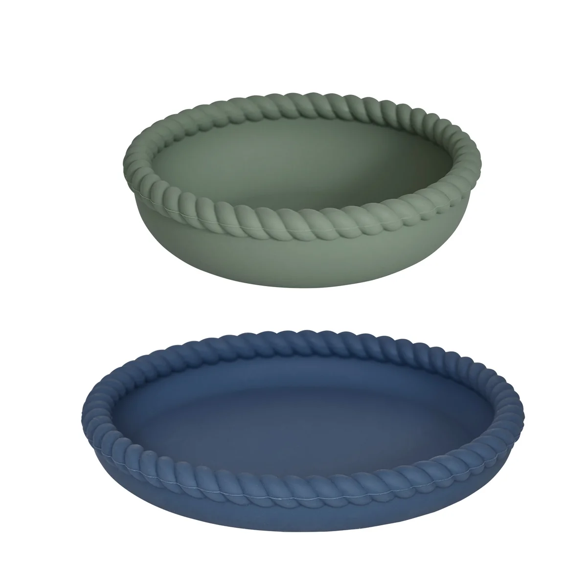 OYOY - Mellow Teller & Bol, bleu / olive (set de 2)