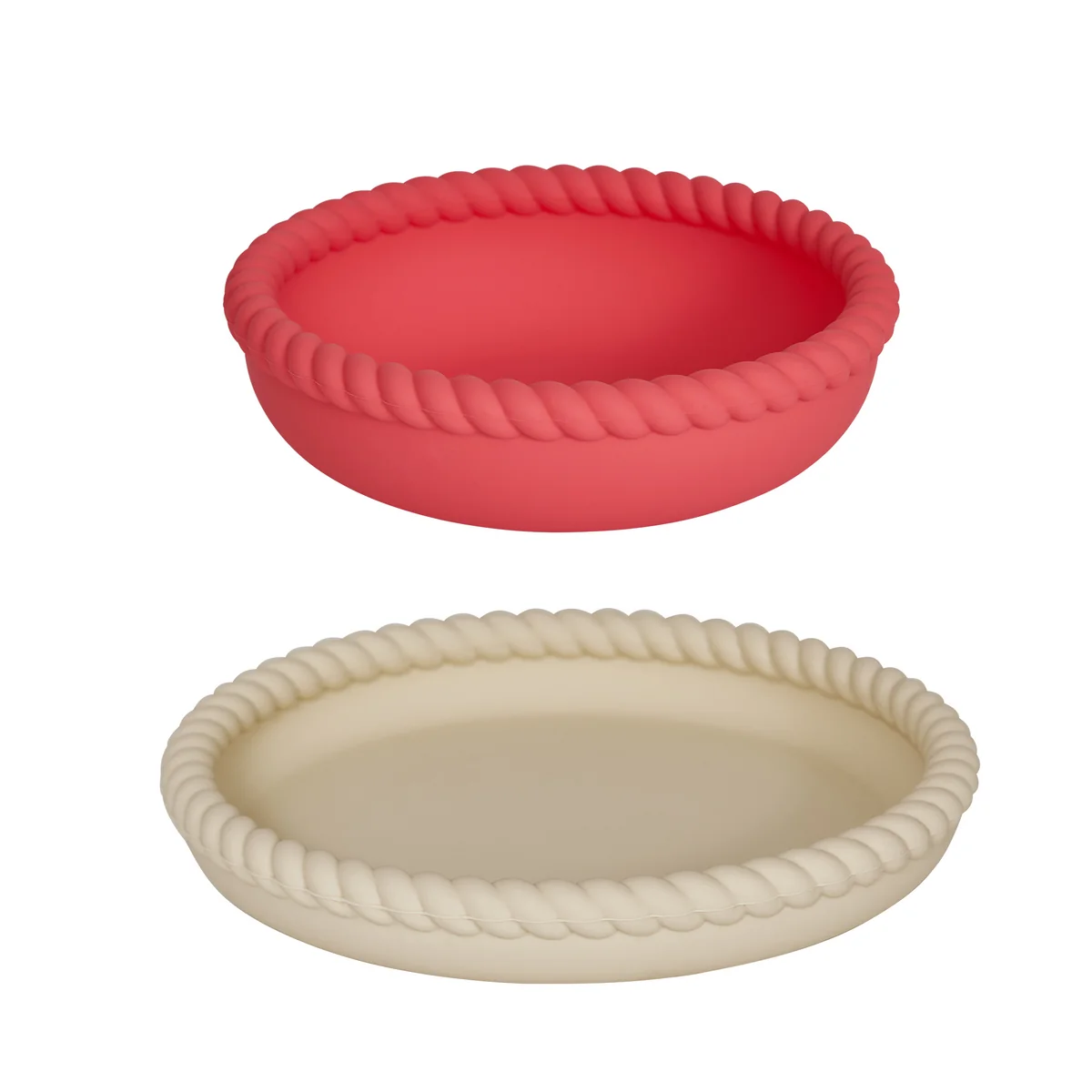 OYOY - Mellow Teller & Bol, vanille / cerise rouge (set de 2)