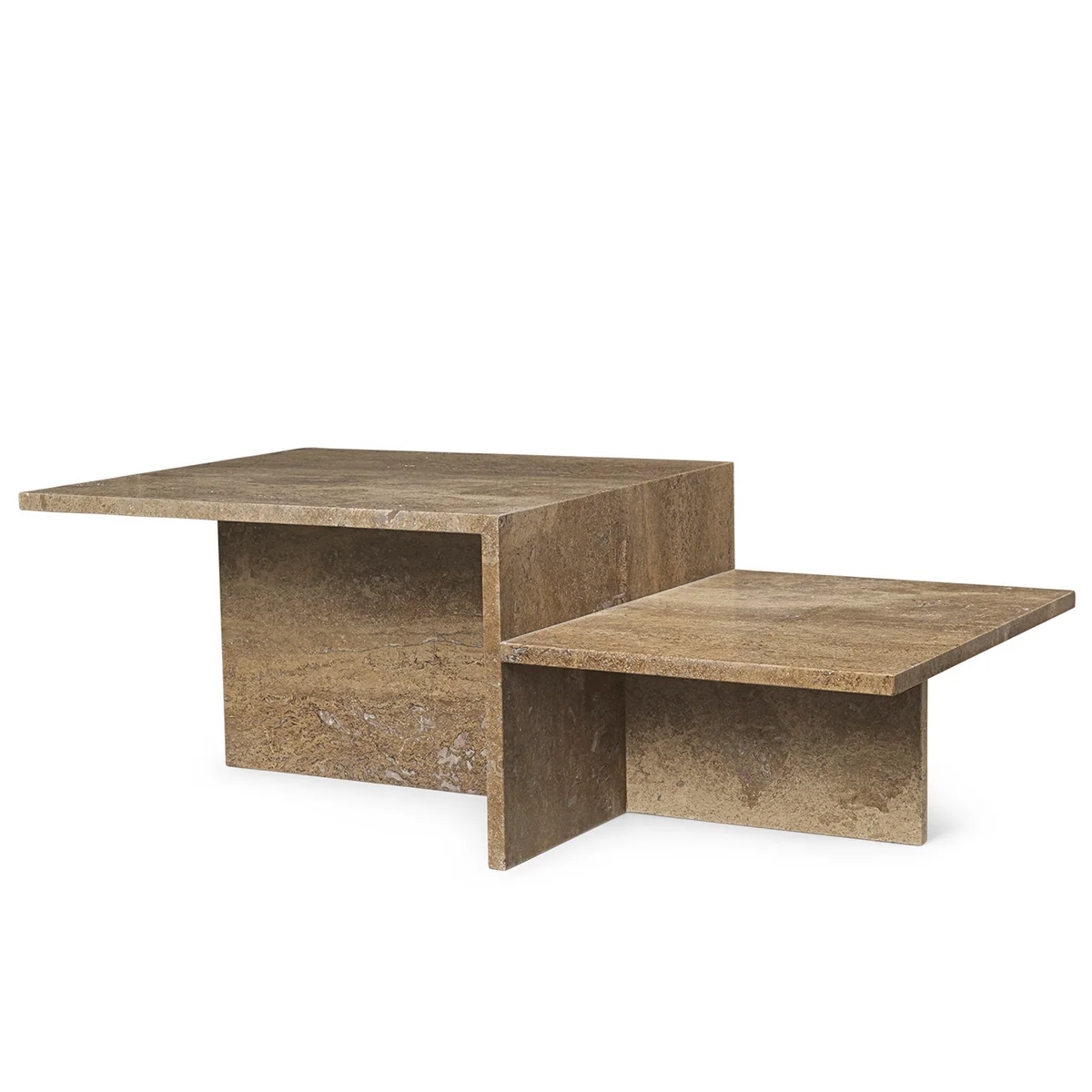 Ferm Living - Distinct Table basse, brun foncé pierre de travertin