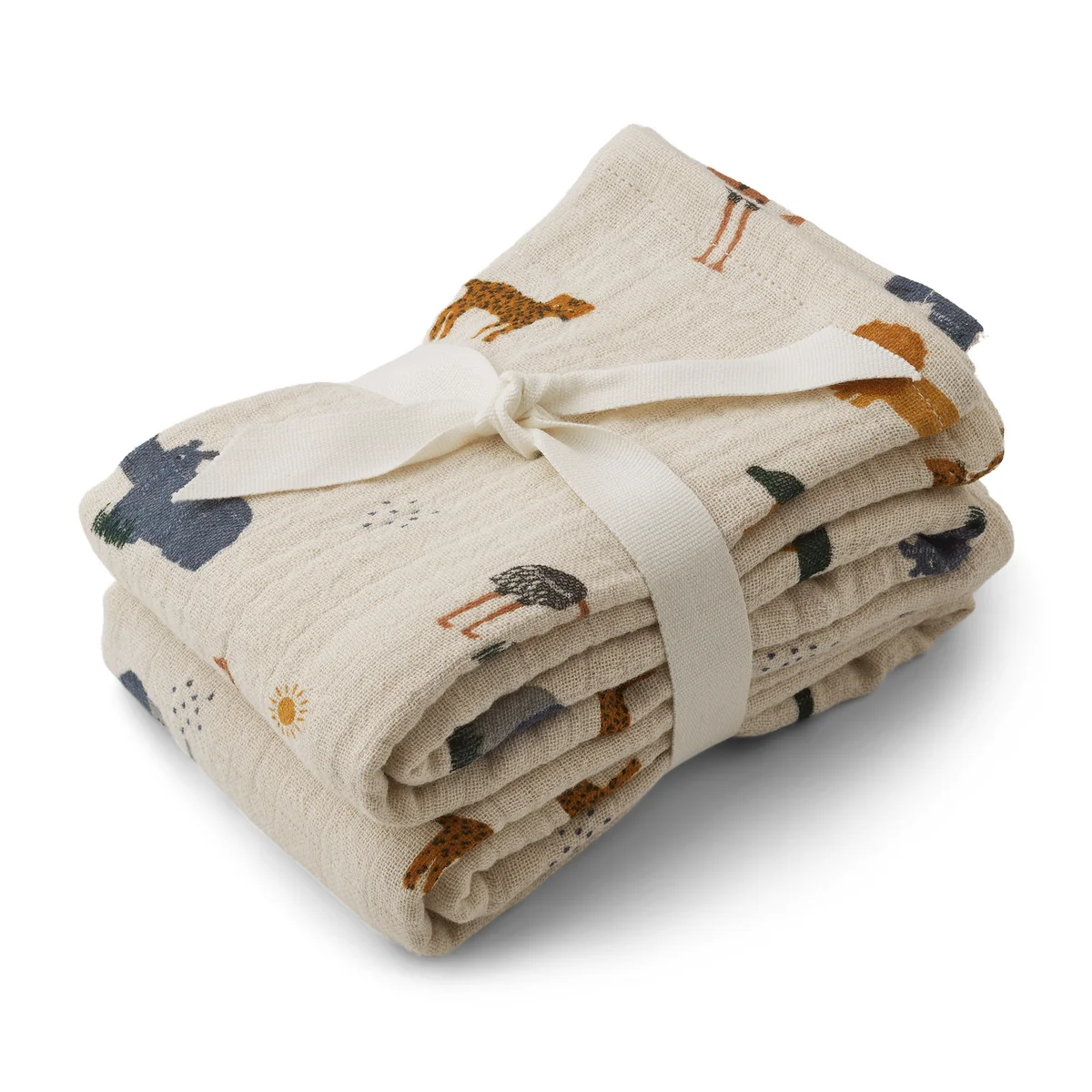 LIEWOOD - Linge en mousseline Lewis, en coton bio, Safari, sandy (lot de 2)