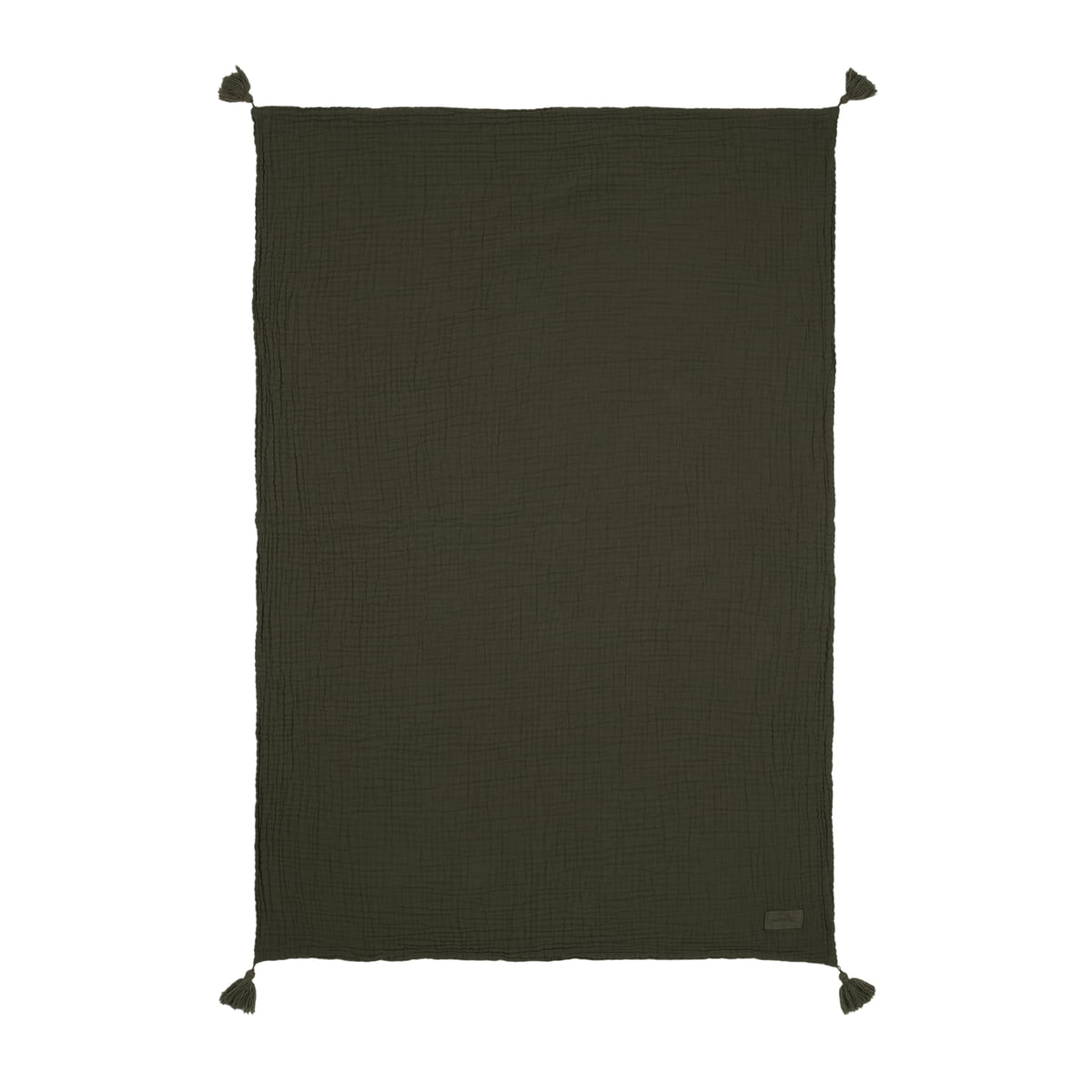 nobodinoz - wabi sabi couverture en mousseline, 65 x 100 cm, vétiver