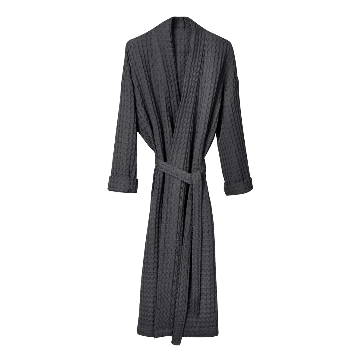 The Organic Company - Big Waffle Peignoir de bain, M / L, gris foncé