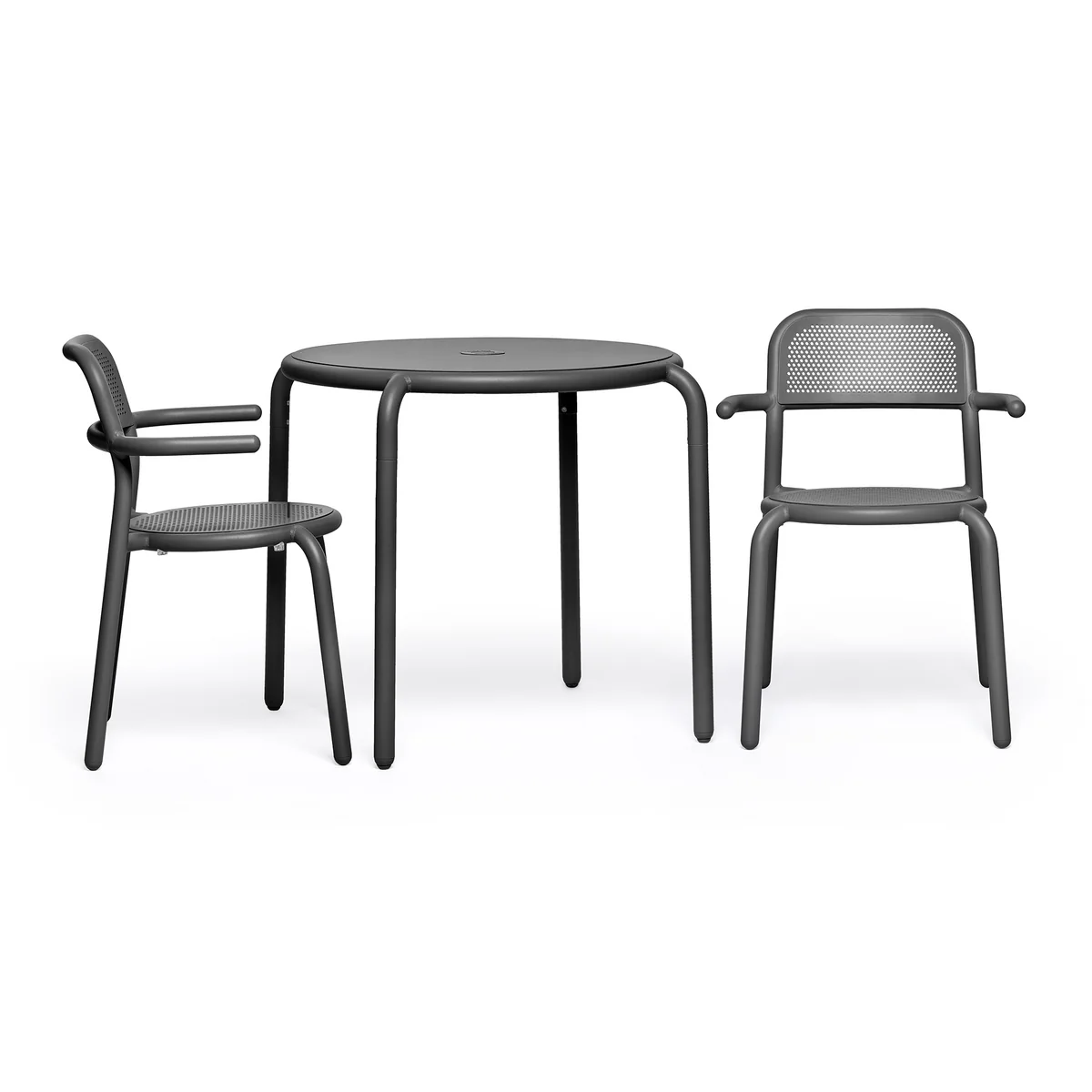 Fatboy - Toní Table de bistrot + chaise avec accoudoirs, anthracite (set de 3)