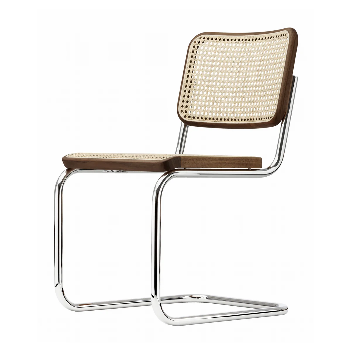 Thonet - S 32 V Chaise, chrome / couleur noyer (TP 24) / cannage avec tissu de soutien en plastique Thonet - S 32 V Chaise, chrome / couleur noyer (TP 24) / cannage avec tissu de soutien en plastique