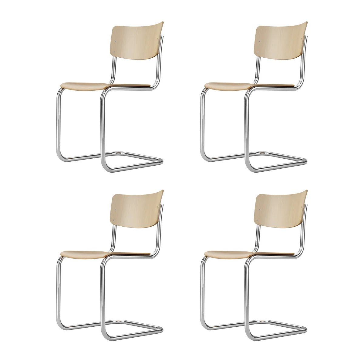 Thonet - S 43 Chaise, chrome / hêtre naturel (TP 17) (lot de 4) Thonet - S 43 Chaise, chrome / hêtre naturel (TP 17) (lot de 4)
