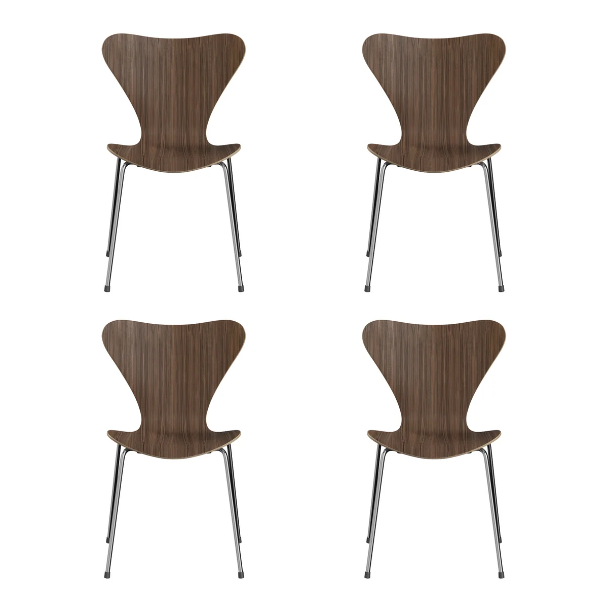Fritz Hansen - Serie 7 Chaise, chrome / noyer naturel (lot de 4) Fritz Hansen - Serie 7 Chaise, chrome / noyer naturel (lot de 4)