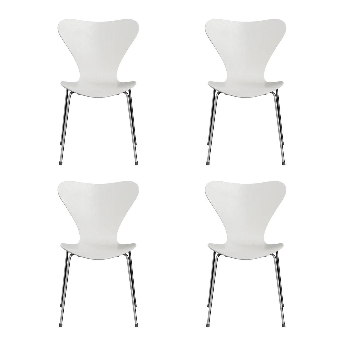 Fritz Hansen - Série 7 chaise, chrome / frêne teinté blanc (lot de 4) Fritz Hansen - Série 7 chaise, chrome / frêne teinté blanc (lot de 4)