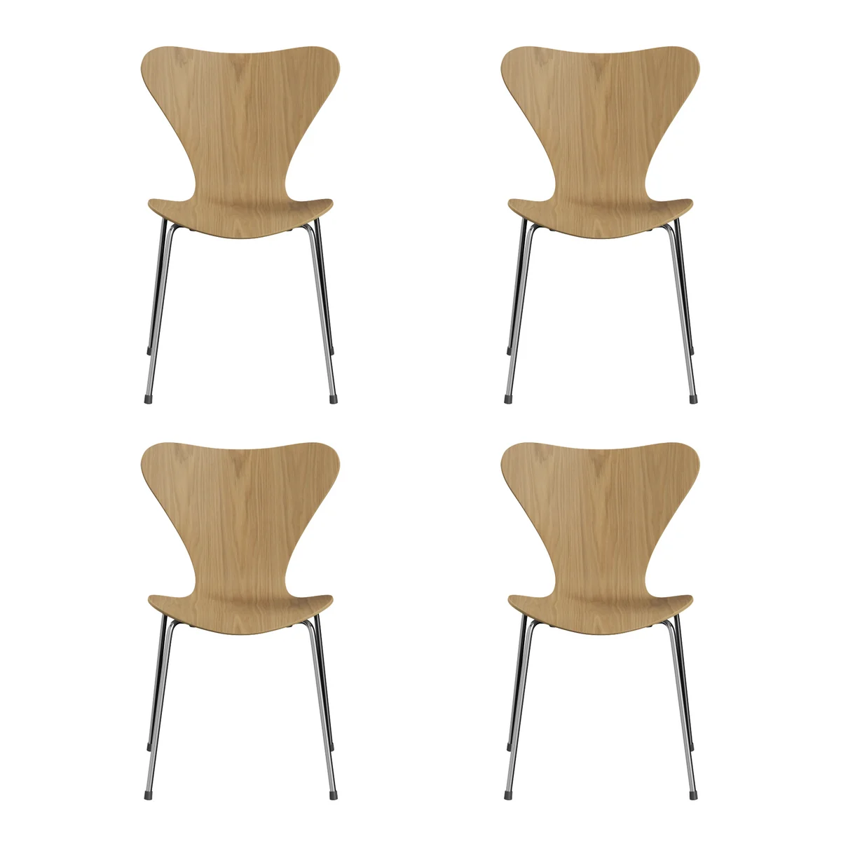 Fritz Hansen - Serie 7 Chaise, chrome / chêne naturel (lot de 4) Fritz Hansen - Serie 7 Chaise, chrome / chêne naturel (lot de 4)