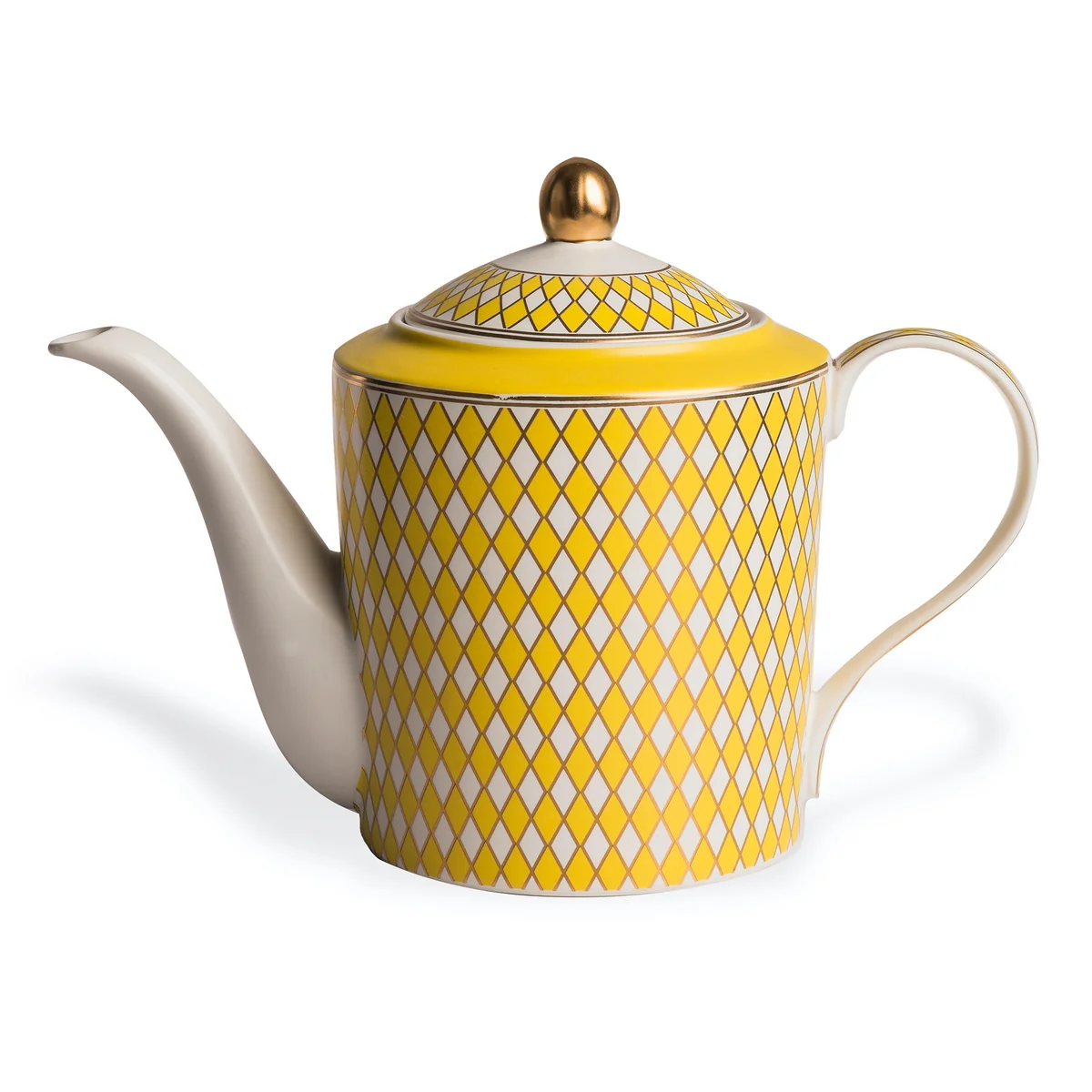 POLSPOTTEN - Chess Théière 1,1 l, émaillé mat, jaune / or POLSPOTTEN - Chess Théière 1,1 l, émaillé mat, jaune / or