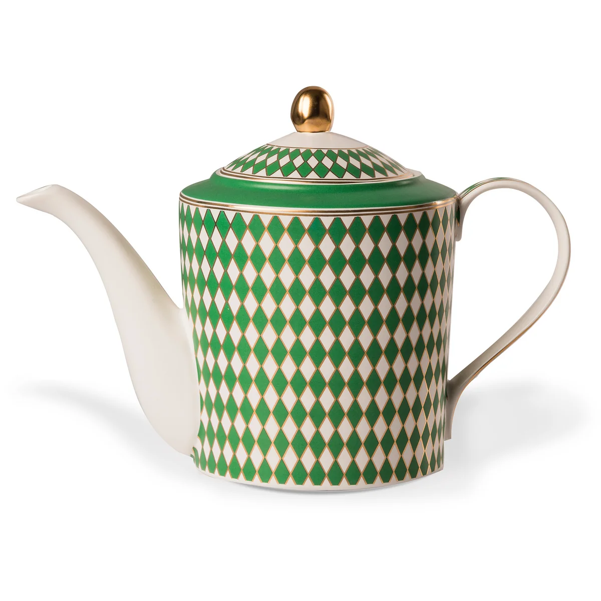 POLSPOTTEN - Chess Théière 1,1 l, émaillée mate, vert / or POLSPOTTEN - Chess Théière 1,1 l, émaillée mate, vert / or