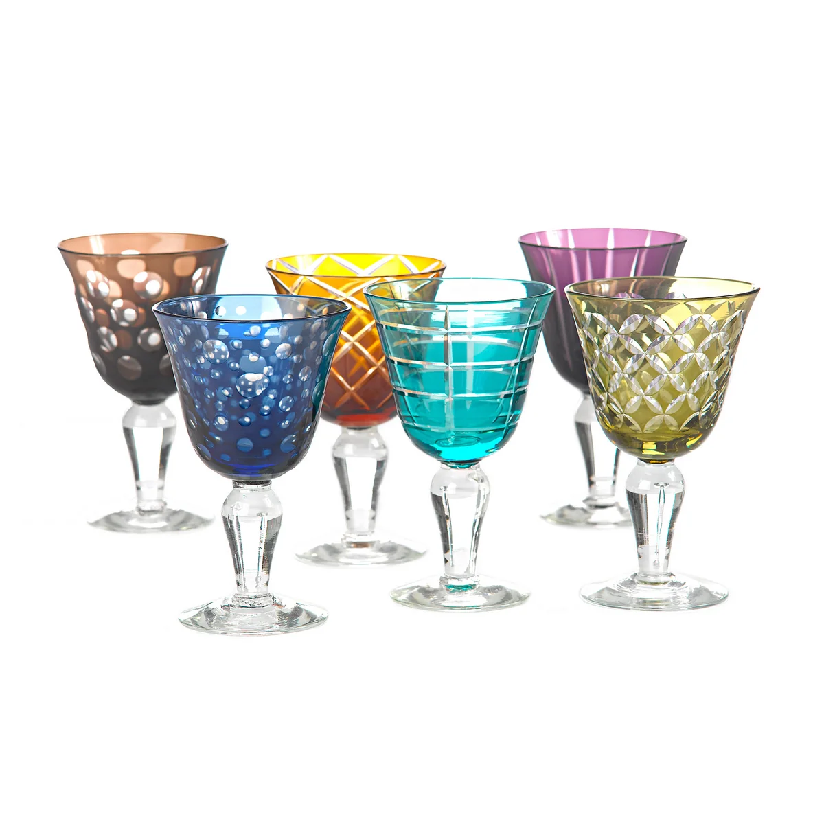 Cuttings Verre à vin set de 6 multicolores/H 17cm x Ø 10cm Cuttings Verre à vin set de 6 multicolores/H 17cm x Ø 10cm