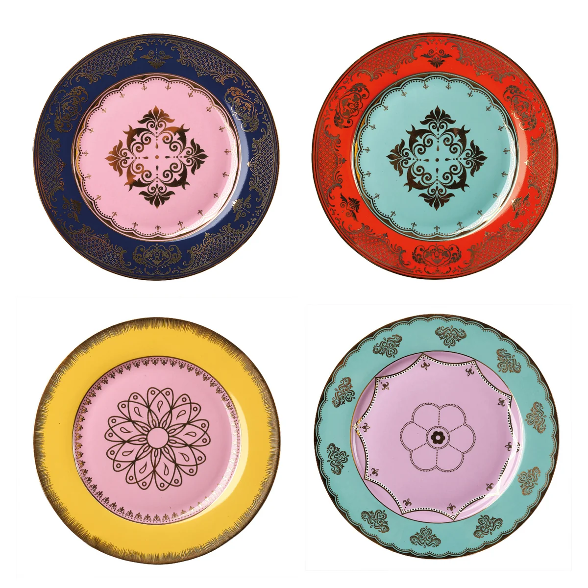 POLSPOTTEN - Grandpa Assiette, multicolore (set de 4)