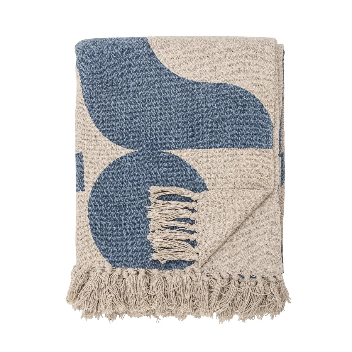Bloomingville - Agno Couverture, 160 x 130 cm, bleu, coton recyclé Bloomingville - Agno Couverture, 160 x 130 cm, bleu, coton recyclé
