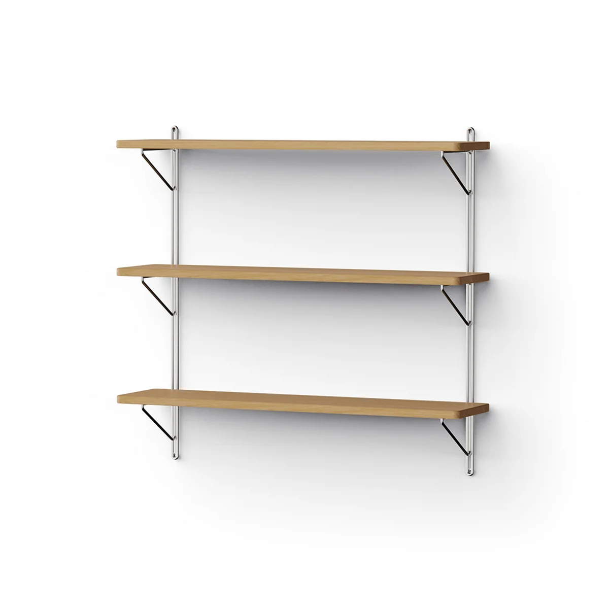 NINE - Inline Étagère murale, 60 x 60 cm, chêne / acier inoxydable poli NINE - Inline Étagère murale, 60 x 60 cm, chêne / acier inoxydable poli
