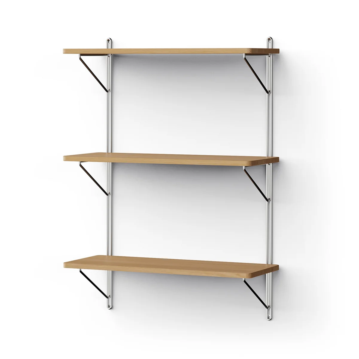 NINE - Inline Étagère murale, 65 x 90 cm, chêne / acier inoxydable poli NINE - Inline Étagère murale, 65 x 90 cm, chêne / acier inoxydable poli