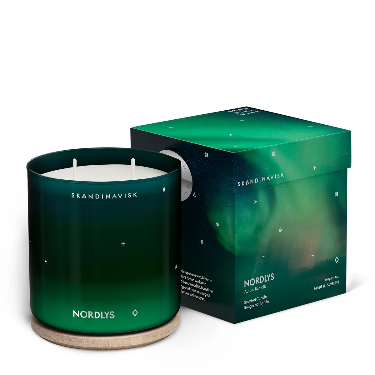 Bougie parfumée avec couvercle, Ø 10 cm, Nordlys de Skandinavisk