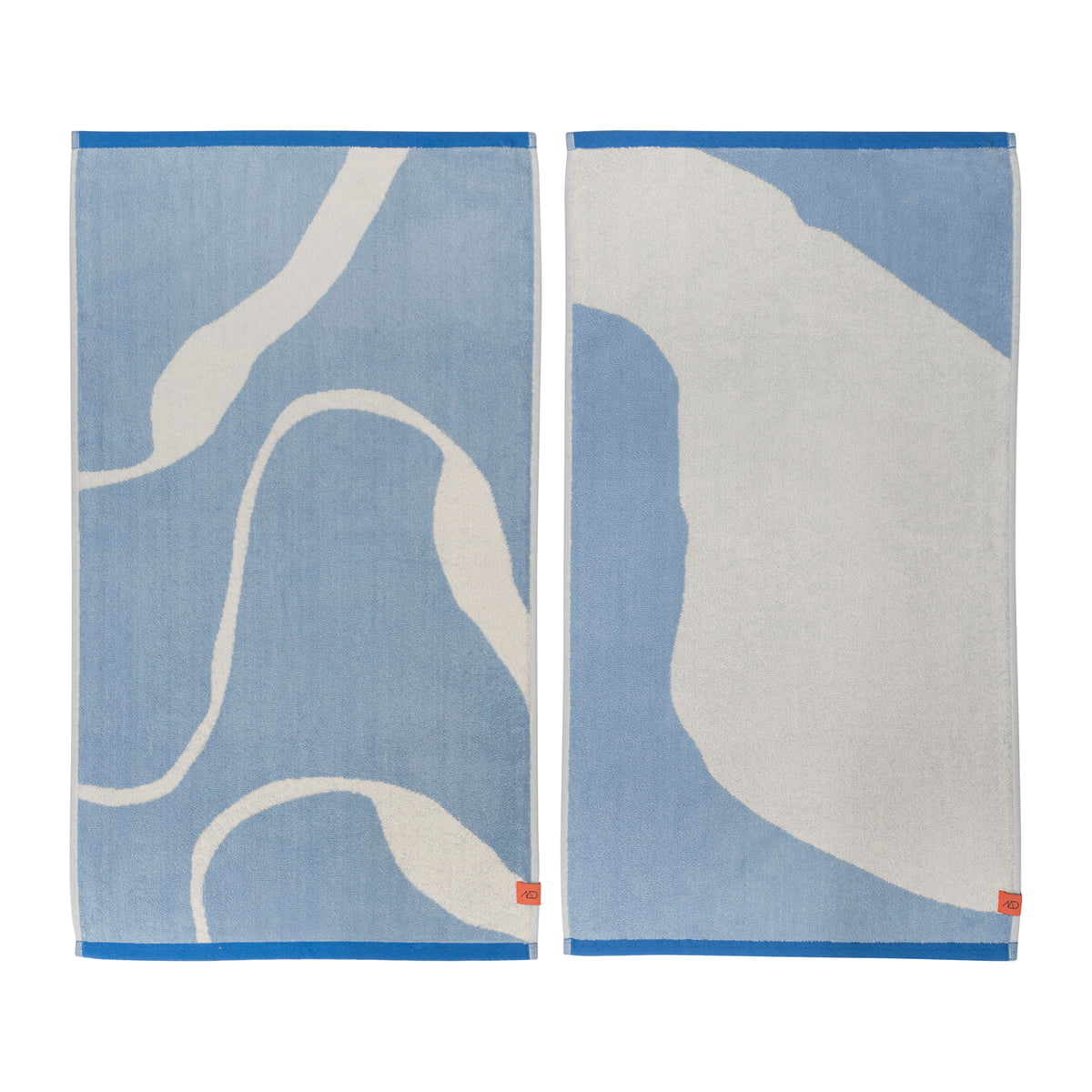 mette ditmer - nova arte serviette de bain, 50 x 90 cm, bleu clair / blanc cassé (lot de 2)
