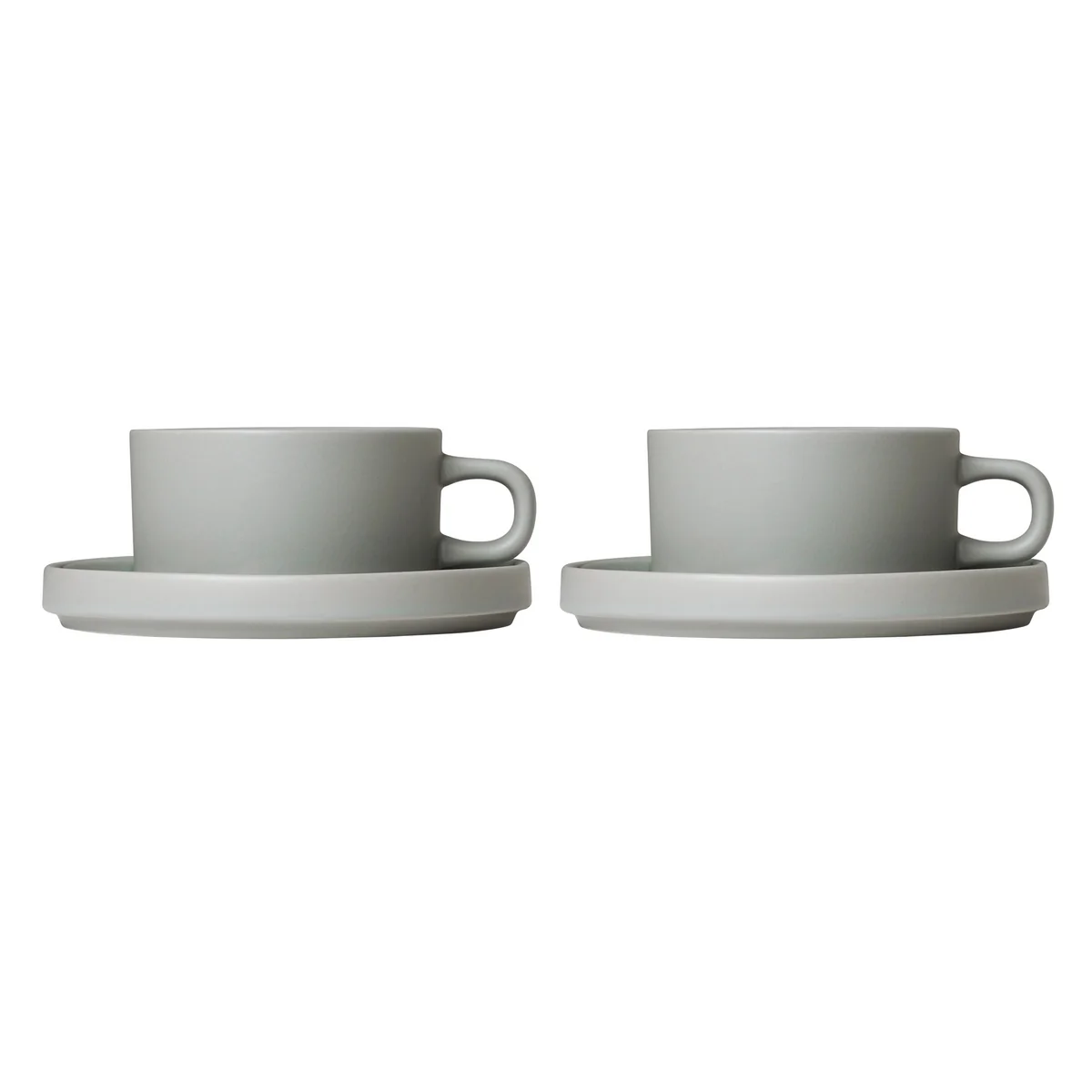 Blomus - Pilar Tasse à thé avec soucoupe, mirage gris (4 pièces)