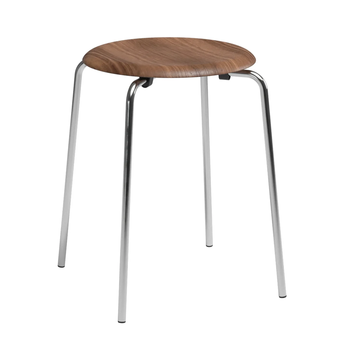 Fritz Hansen - Dot tabouret, placage noyer / piètement chromé Fritz Hansen - Dot tabouret, placage noyer / piètement chromé