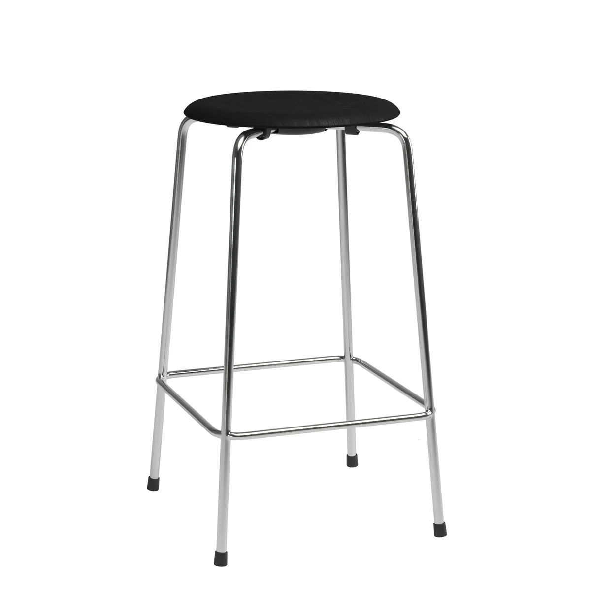 Fritz Hansen - Tabouret de bar High Dot H 65 cm, placage frêne noir / piètement chromé (4 pieds)