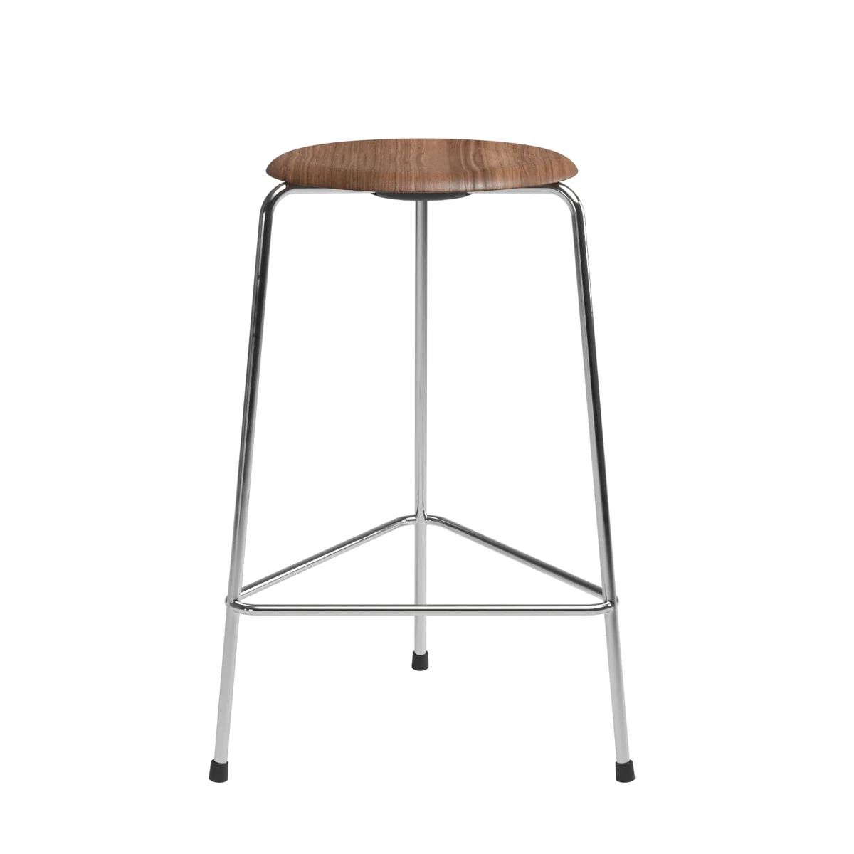 Fritz Hansen - Tabouret de bar High Dot H 65 cm, placage noyer / piètement chromé Fritz Hansen - Tabouret de bar High Dot H 65 cm, placage noyer / piètement chromé