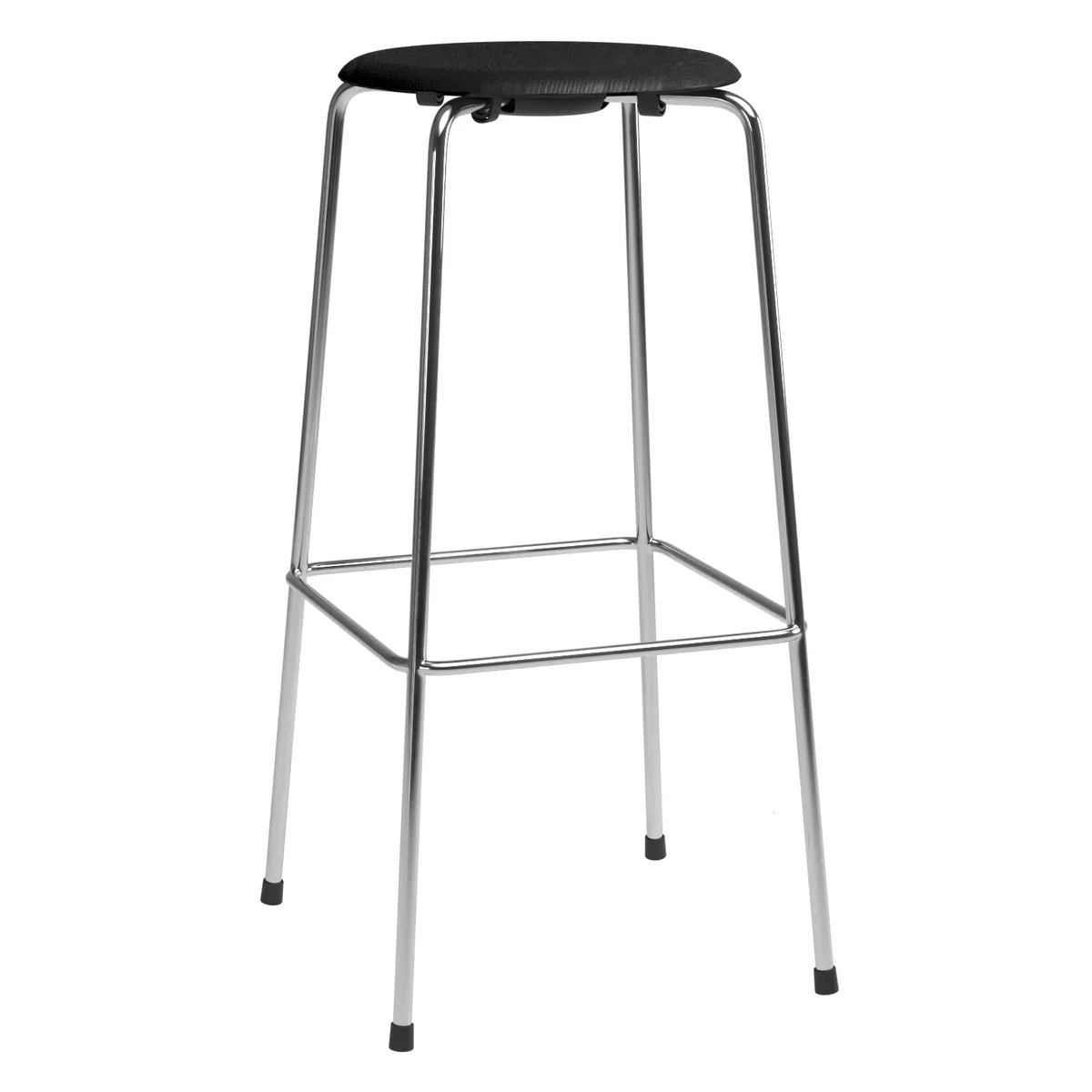 Fritz Hansen - Tabouret de bar High Dot H 76 cm, placage frêne noir / piètement chromé (4 pieds)