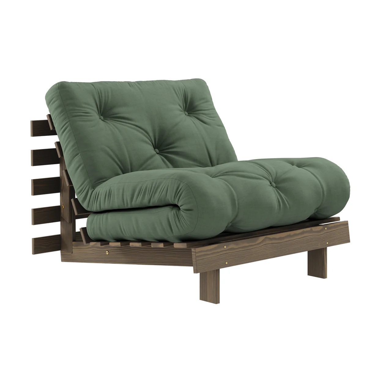 Karup - Fauteuil-lit « Roots » 90 cm, pin brun carob / vert olive (756)