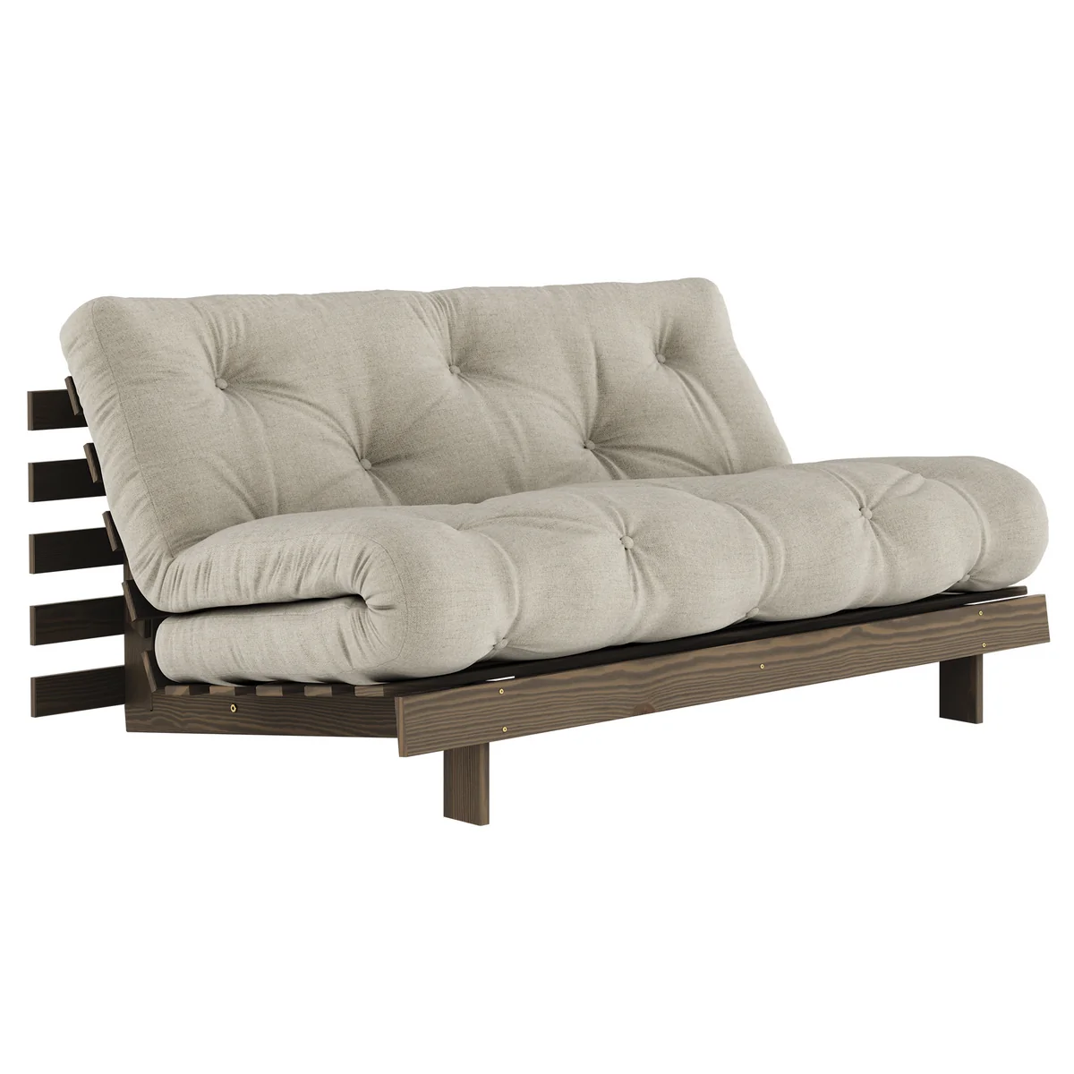 Karup - Roots Canapé-lit, 160 x 200 cm, pin brun caroube / lin (914)