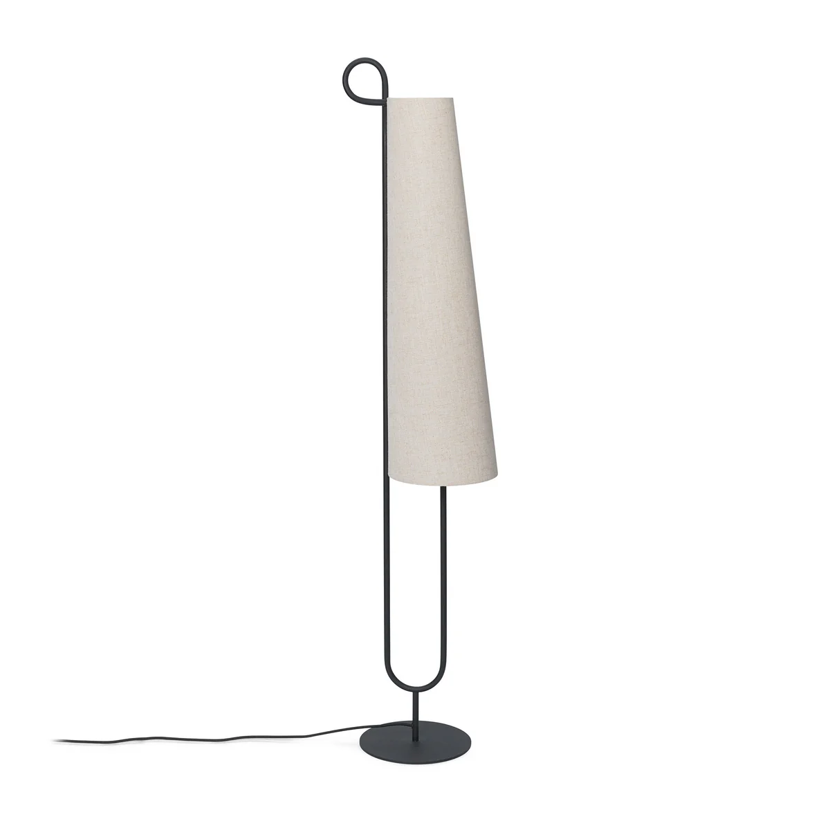 Ferm Living - Ancora Lampadaire, structure noire / abat-jour naturel