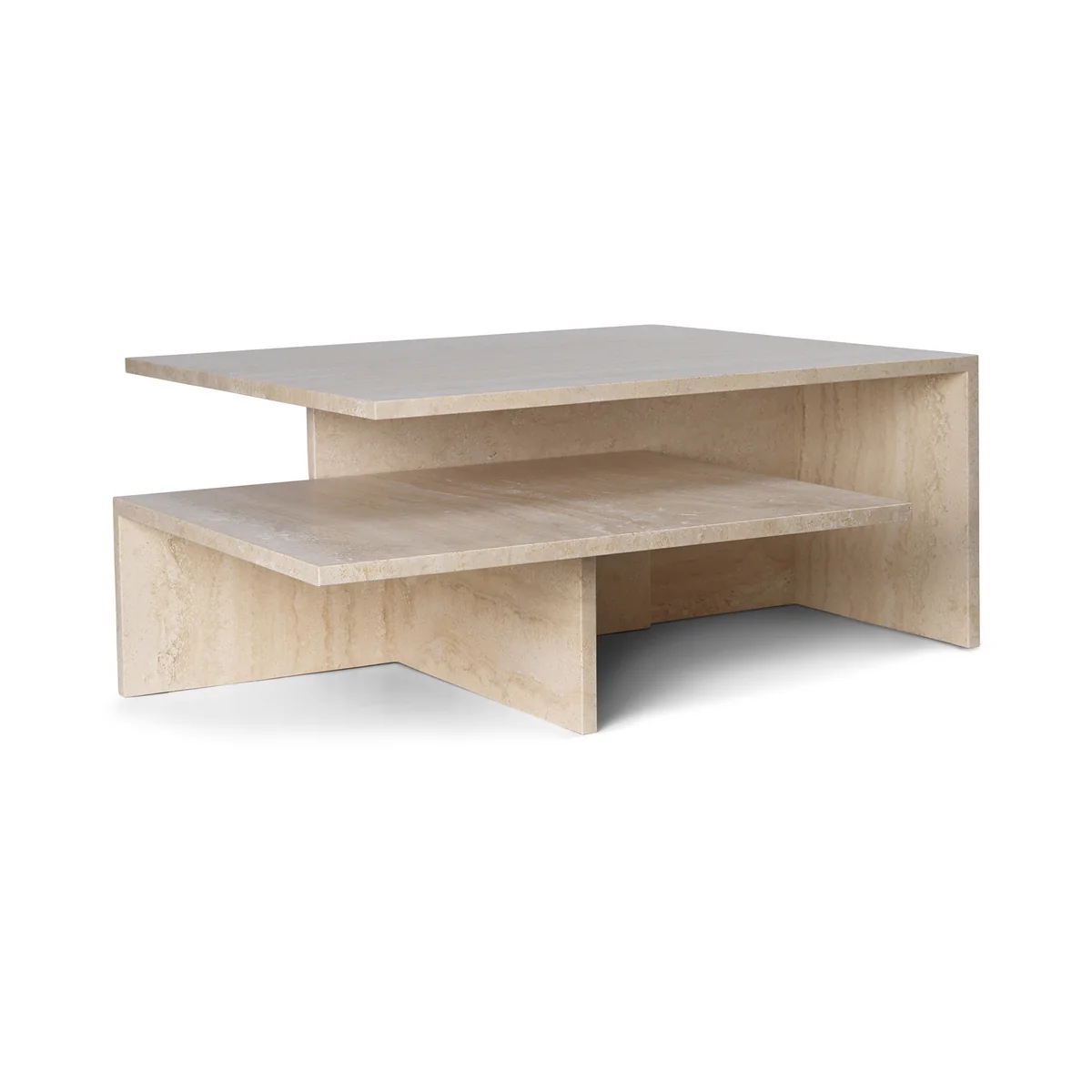 Ferm Living - Distinct Grande Duo Table basse, pierre de travertin