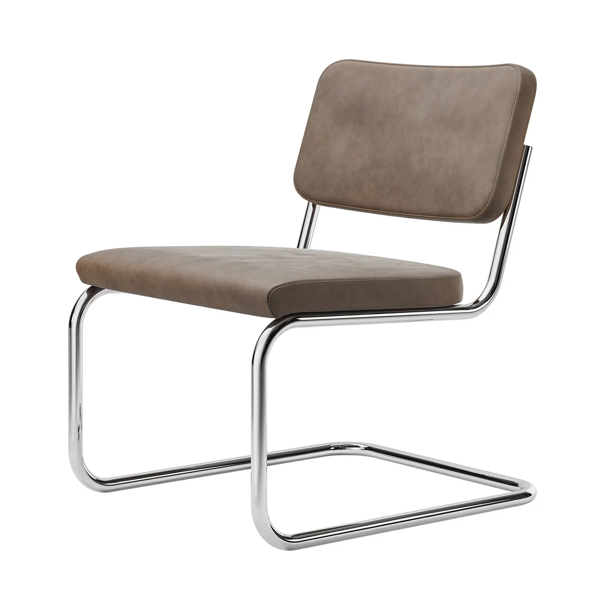 Thonet - S 32 VL Lounge chaise, chrome / cuir nubuck brun Thonet - S 32 VL Lounge chaise, chrome / cuir nubuck brun