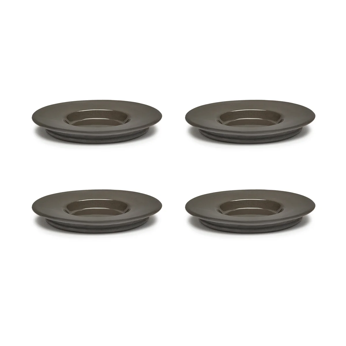 Serax - Dune Soucoupe pour tasse à espresso by Kelly Wearstler, Ø 11 cm, Slate / marron (lot de 4)