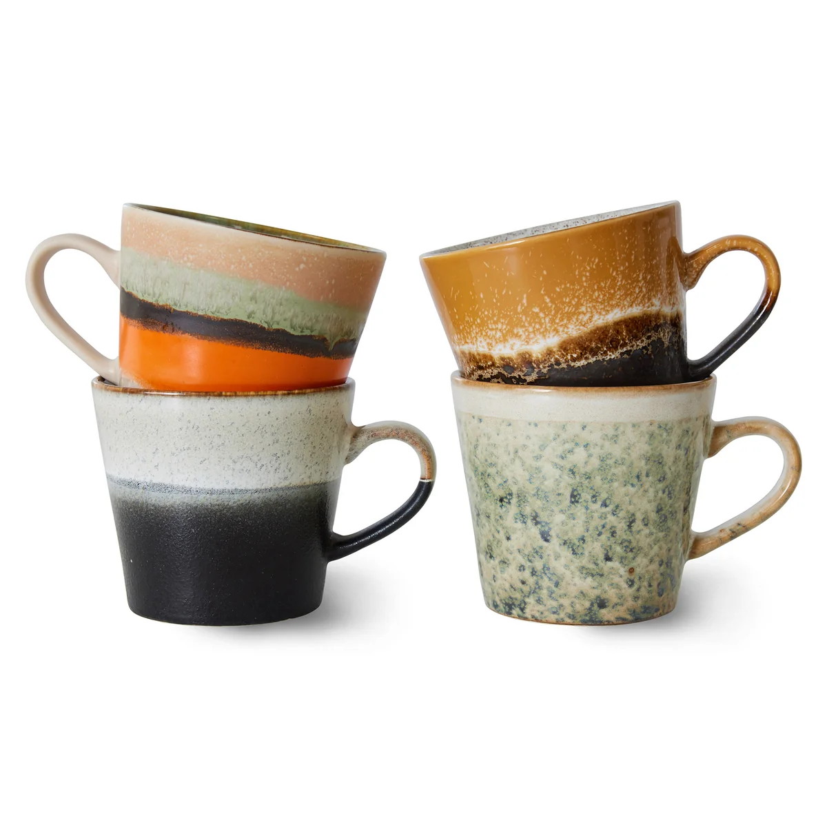HKliving - 70's Tasses à cappuccino, 330 ml, verve (set de 4)