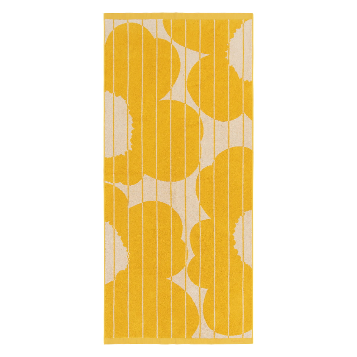 marimekko - vesi unikko serviette de bain, 70 x 150 cm, spring yellow / ecru