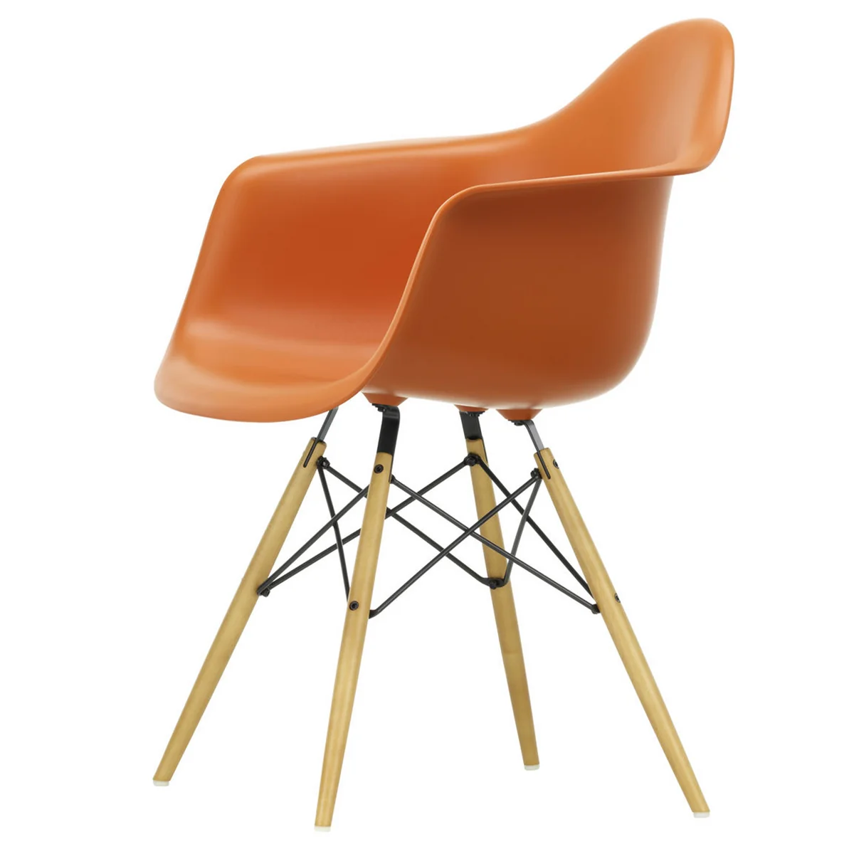 Vitra - Eames Plastic Armchair DAW RE, érable jaunâtre / orange rouille (patins en feutre basic dark)