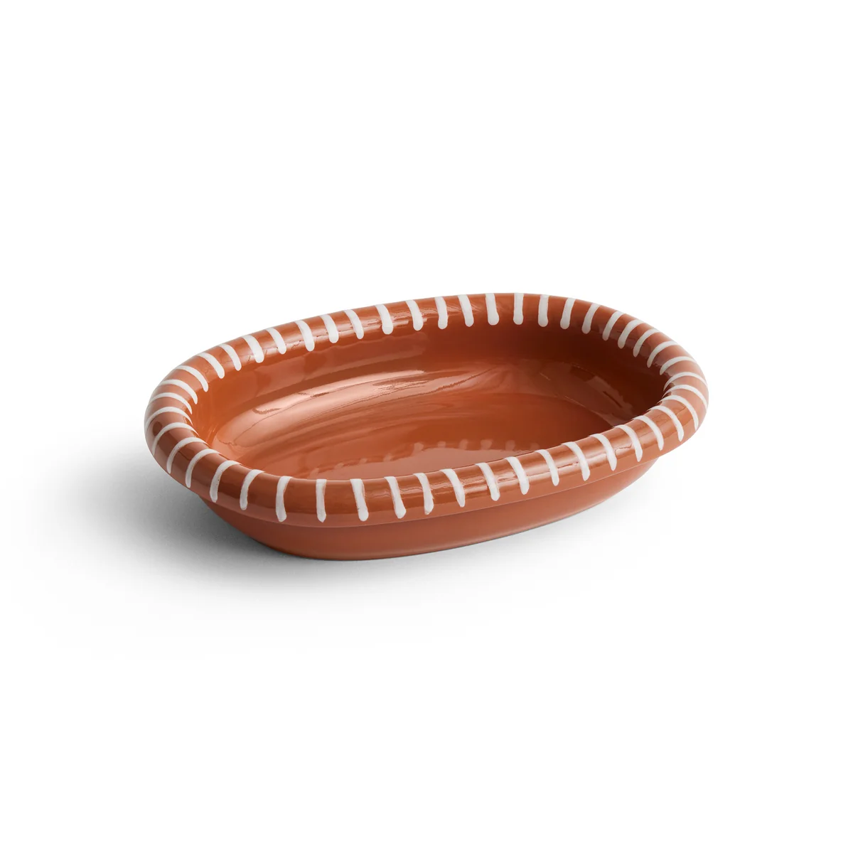 HAY - Barro Plat de service ovale, S, natural with stripes HAY - Barro Plat de service ovale, S, natural with stripes