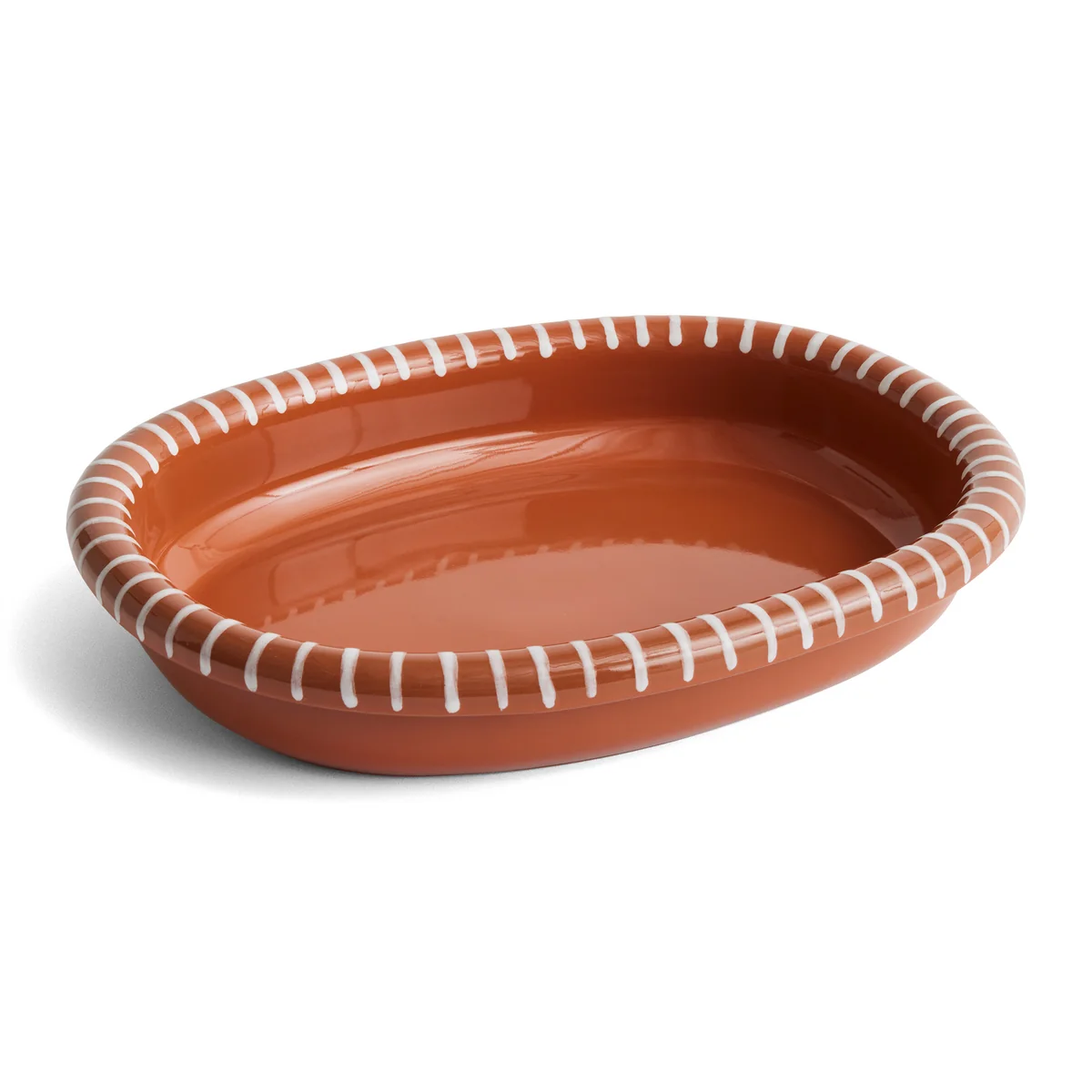 HAY - Barro Plat de service ovale, natural with stripes HAY - Barro Plat de service ovale, natural with stripes