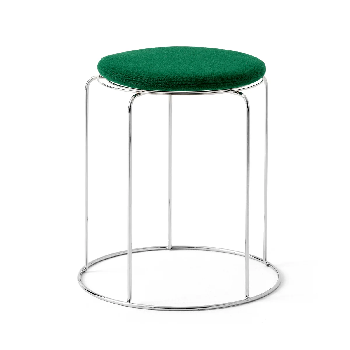 & Tradition - Wire Tabouret avec assise VP11, acier inoxydable / vert foncé (Kvadrat Hallingdal 944) & Tradition - Wire Tabouret avec assise VP11, acier inoxydable / vert foncé (Kvadrat Hallingdal 944)