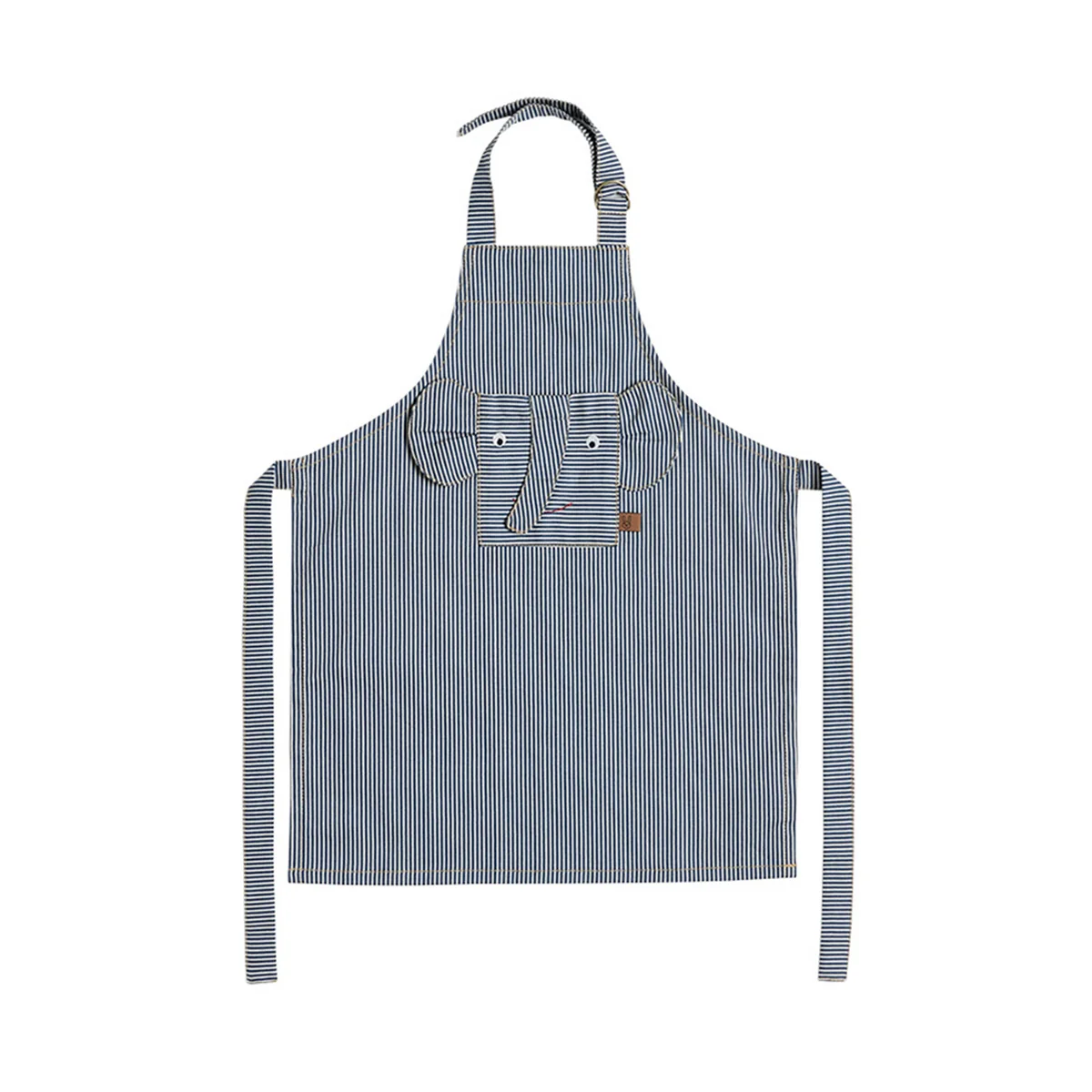 OYOY Mini - Tablier éléphant en denim rayé, bleu