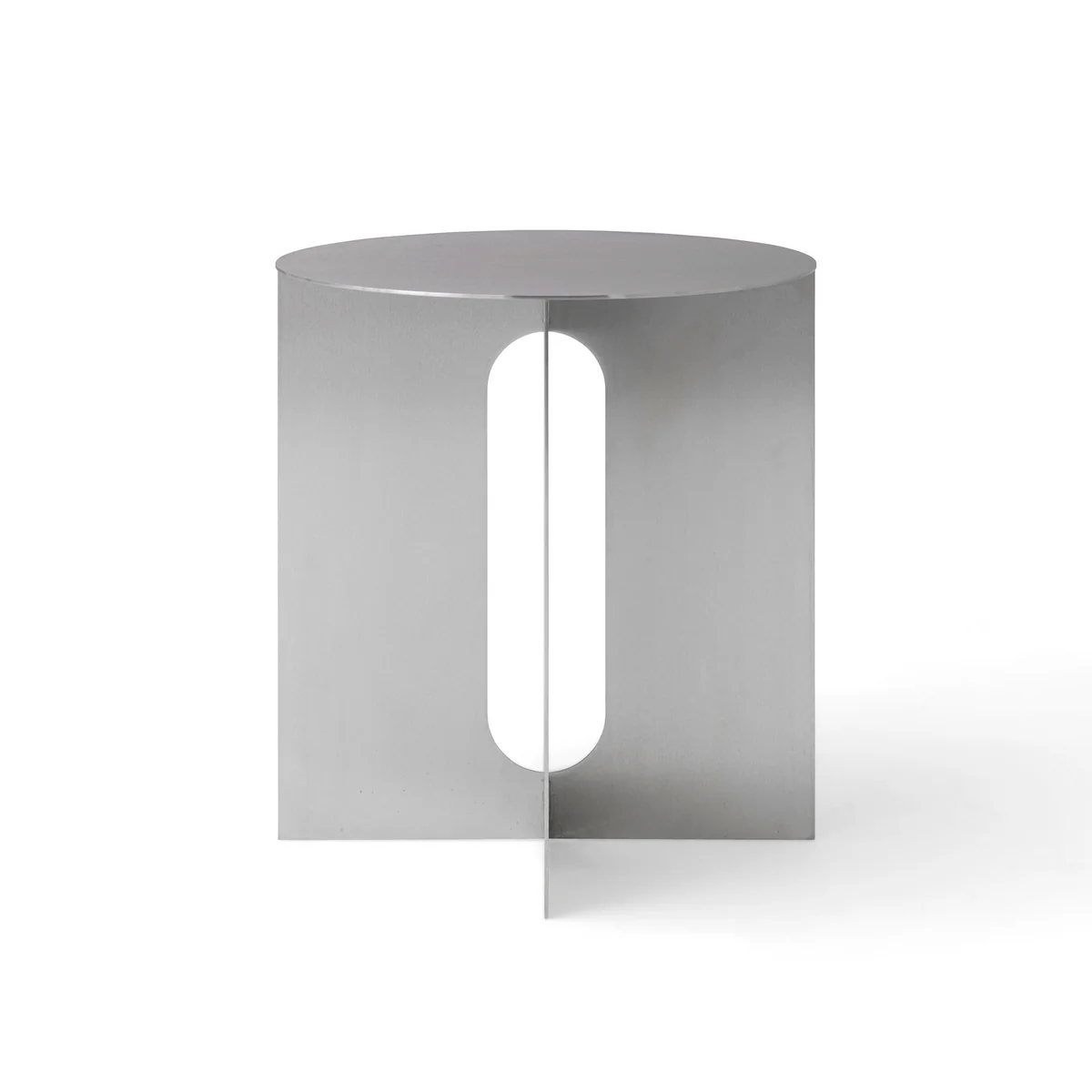 Audo - Androgyne Table d'appoint Base, Ø 40 cm, acier brossé